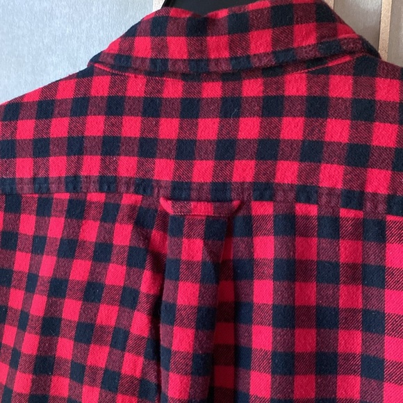 Lands' End Red & black plaid 100% cotton flannel shirt, men’s size XL - Picture 6 of 9